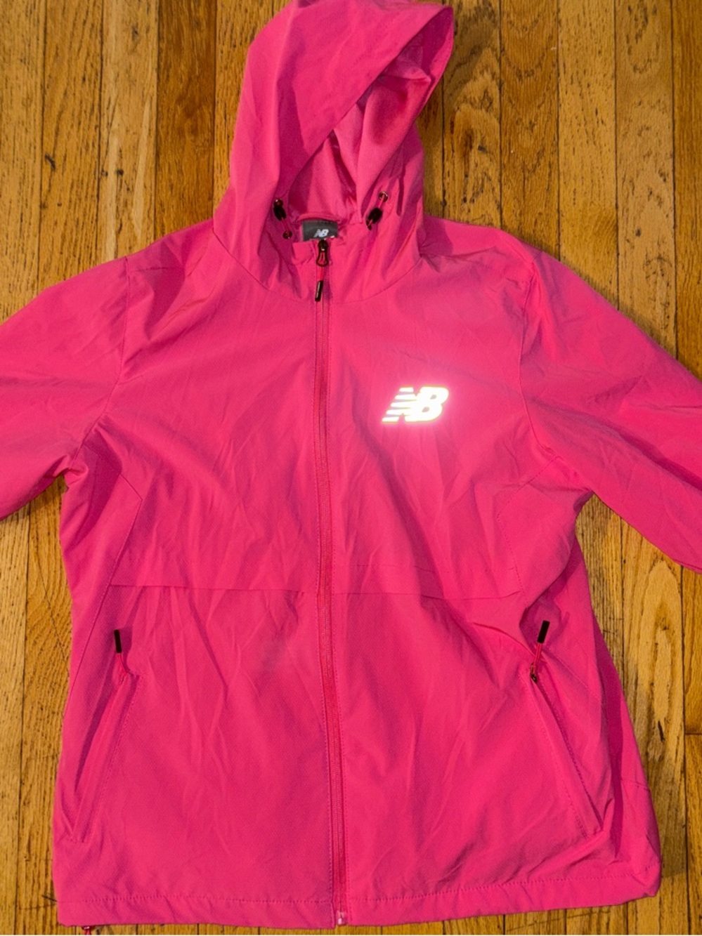 New Balance Lightweight Hot Pink Hooded Windbreaker - X Large